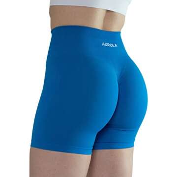 AUROLA Intensify Workout Shorts for Women Seamless Scrunch Short Gym Yoga Running Sport Active Exercise Fitness Shorts(M,Diva Blue)