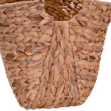 Household Essentials ML-4002 Tall Water Hyacinth Wicker Basket with Handles | Natural, Brown, Natural