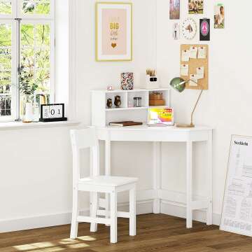 UTEX Children's Wooden Study Desk with Storage