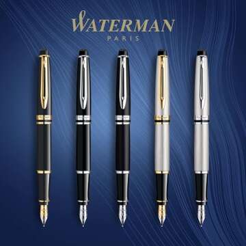 Waterman Expert Fountain Pen Gloss Black with 23k Gold Trim Fine Nib Gift Box