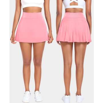 Pleated Tennis Skirts for Women with Pockets Shorts Athletic Golf Skorts Running Workout Sports Activewear Skirt (Pink, XX-Small)