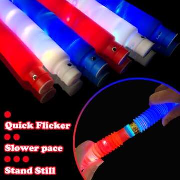 Kannove 4th of July Red White Blue Glow Sticks Party Packs (18 PCS), Light up Bracelets Necklaces Accessories for Kids, Neon Party Favors Supplies Decorations for Fourth of July Patriotic Memorial Day