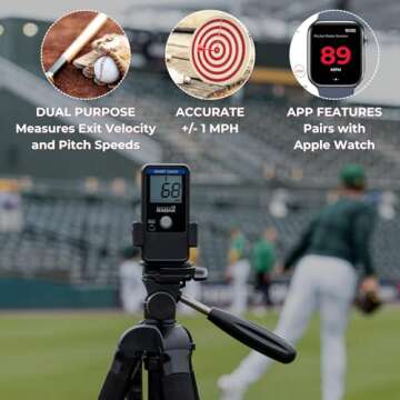 Pocket Radar Smart Coach Speed Gun for Baseball, Hockey, Softball - Accurate Pitching & Sports Speed Measurement, Portable Baseball Radar Gun Compatible with Pocket Radar App (iOS/Android)