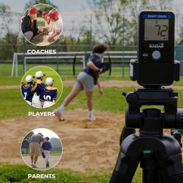 Pocket Radar Smart Coach Speed Gun for Baseball, Hockey, Softball - Accurate Pitching & Sports Speed Measurement, Portable Baseball Radar Gun Compatible with Pocket Radar App (iOS/Android)