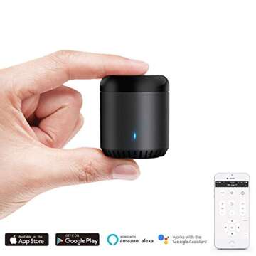 Broadlink WiFi Smart Home Hub RM Mini 3 (2.4 GHz Wi-Fi Only) IR Automation Learning Universal Remote Control for TV Compatible with Alexa, Google Home, IFTTT