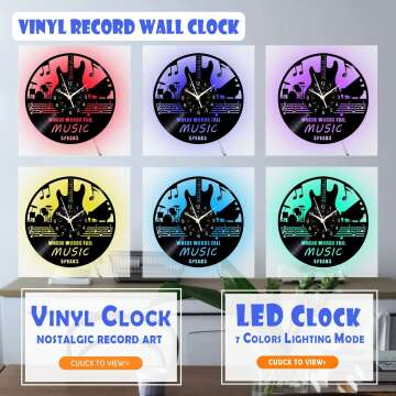 Vintage Guitar Vinyl Clock
