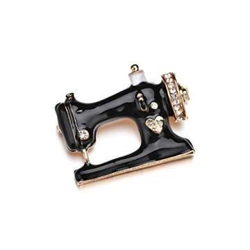 WEILYDF Sewing Machine Brooches Cute Funny Enamel Lapel Pins Tiny Vintage Alloy Diamond Crystal Inlaid Hollow Bouquet Badge Brooch Pin Bag Clothing Hats Scarves Accessories Birthday Party Gift