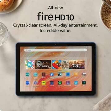 All-new Amazon Fire HD 10 tablet, built for relaxation, 10.1" vibrant Full HD screen, octa-core processor, 3 GB RAM, latest model (2023 release), 32 GB, Ocean, without lockscreen ads