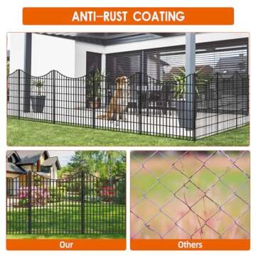 12 Panels No Dig Decorative Garden Fence, 33 in(H) X 28.8 ft(L) Garden Fencing Animal Barrier, Dogs Rabbits Pets Blocker, Rustproof Metal Decorative Fences for Yard, Outdoor, Patio