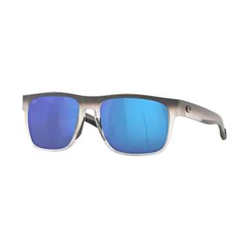 Costa Del Mar Mens Spearo Square Sunglasses, Ocearch Matte Fog/Blue Mirrored Polarized-580G, 56 mm