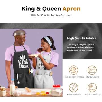 King & Queen Apron Set - Unique Gifts for Couples & Weddings