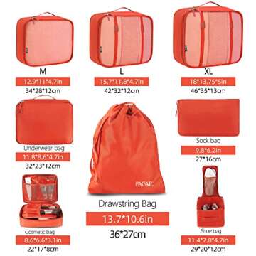 BAGAIL 8 Set Packing Cubes Luggage Packing Organizers for Travel Accessories-Orange