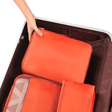 BAGAIL 8 Set Packing Cubes Luggage Packing Organizers for Travel Accessories-Orange