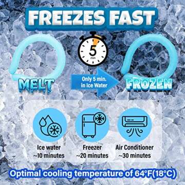 KN Flax Portable Ice Ring Neck Cooling Tube, Neck Cooler for Summer Freezes Below 64°F, Cooling Neck Wraps Gel Indoor Outdoor Workers Sports - Rainbow