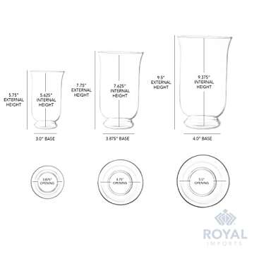 Royal Imports Hurricane Pillar Candle Holder, Clear Glass Flower Vase, Terrarium Planter, Decorative Centerpiece - Use for Floating Tealights, Wedding, Home Display, Holiday - 3 Pc Set, 6", 8" 10"