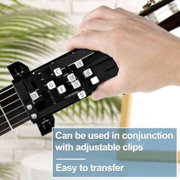 Guitar Aid Chords Trainer, Chord Learning System Guitar Aid Chord Tool Guitar Chord Presser Guitar Assisted Learning Tool Essential Guitar Accessories for Beginners(Black)