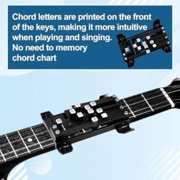 Guitar Aid Chords Trainer, Chord Learning System Guitar Aid Chord Tool Guitar Chord Presser Guitar Assisted Learning Tool Essential Guitar Accessories for Beginners(Black)