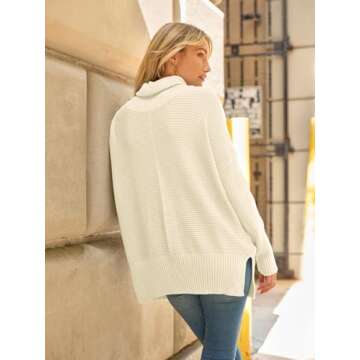 LILLUSORY Womens Turtleneck Oversized Tunic Fall Sweaters 2024 Trendy Casual Long Pullover Knit Winter Casual Cute Poncho Fashion Trendy Clothes Outfits Clothing Tops Apricot