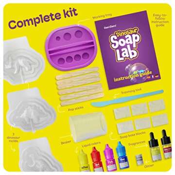 Dan&Darci Dino Soap Making Kit for Kids, Dinosaur Science Toys Kits, Easter Gifts for Kid All Ages, DIY Activities Craft - Art Crafts Gift Set for Boys and Girls Age 3 4 5 6 7 8 12 Year Old Boy