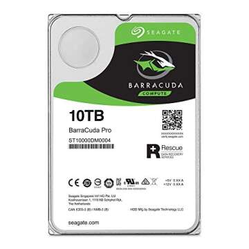 SEAGATE Barracuda Pro SATA HDD 10TB 7200RPM 6Gb/s 256MB Cache 3.5-Inch Internal Hard Drive for PC Desktop Computers System All in One Home Servers DAS (ST10000DM0004) (Renewed)