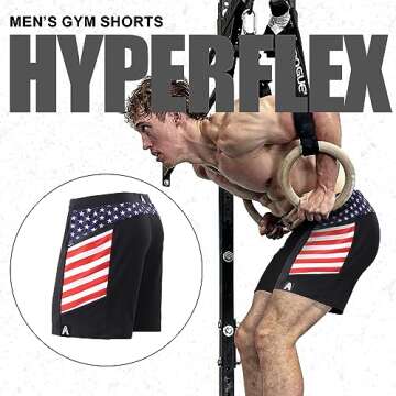 Anthem Athletics Hyperflex 7 in Men's Workout Shorts - Zipper Pocket Short for Running, Athletic & Gym Training - Black & American Flag G2 - Medium