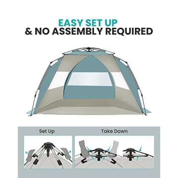 OutdoorMaster Family Beach Tent - Easy Setup & UV Protection