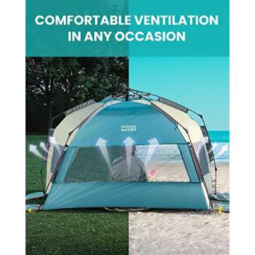 OutdoorMaster Family Beach Tent - Easy Setup & UV Protection