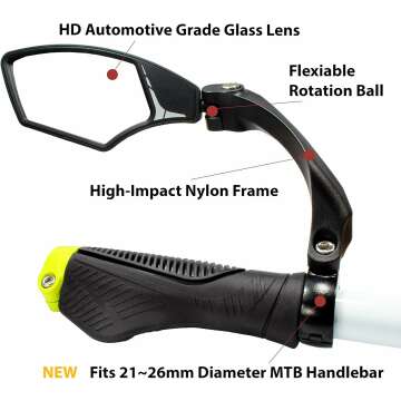 Hafny Bike Mirror - HD Glass, Blast-Resistant