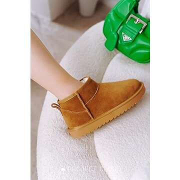 Water Resistant Suede Ankle Boots for Women