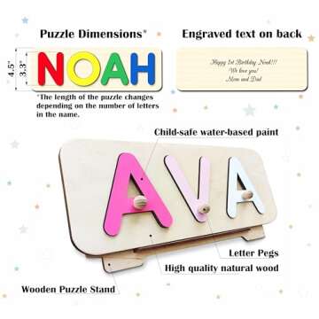 Personalized Wooden Name Puzzle for Kids Personalized Name Puzzle for Toddlers Personalized Baby Gifts First Birthday Gift Personalized Puzzle Wooden Puzzles Custom Name Puzzle Baby Name Puzzle