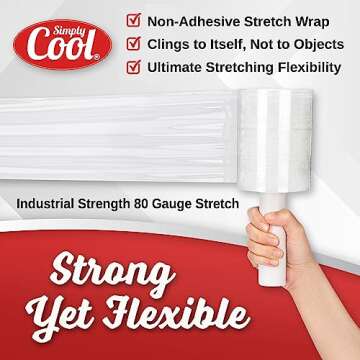 2 Pack Industrial Strength Mini Hand Stretch Wrap 5" 1000 Ft Roll 80 Gauge Thick, Shrink Wrap Roll for Moving Supplies, Furniture, Pallets, Plastic Wrap for Packing, Heavy Duty Stretch Film