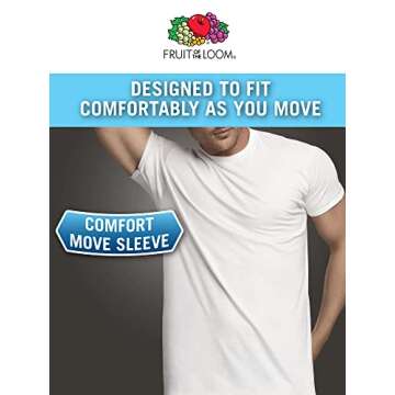 Fruit of the Loom Men's Stay Tucked Crew T-Shirt, Classic Fit - White/Black - 12 Pack, Small