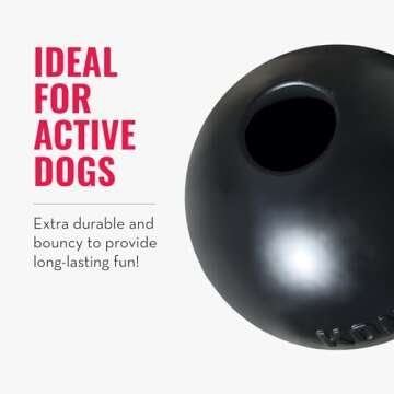 KONG Extreme Ball with Hole - Dog Fetch Toy - Durable Dog Ball Toy for Training, Interactive Playtime & More - Natural KONG Extreme Rubber Ball for Dogs - Black - For Large/Medium Dogs