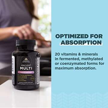 Multivitamin for Women by Ancient Nutrition, Ancient Multi Women's Once Daily Vitamin Supplement, Vitamin B, Vitamin C and Vitamin K2, Folate and Iron Supplement, Supports Bone and Blood Health, 30ct