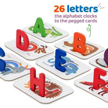 LiKee Alphabet Flash Cards Wooden Letter Puzzle ABC Sight Words Matching Games Counting Board