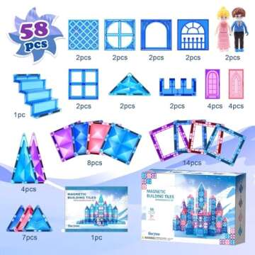 Diamond Magnetic Building Blocks - Frozen Princess Toys for 3-8 Year Old Girls & Boys - 3 4 5 6 Year Old Girl Birthday Xmas Present