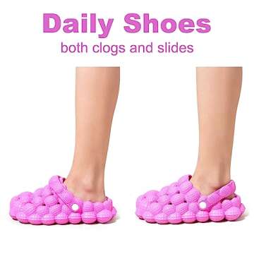 Yonge & Finch Bubble Slides for Women Men Lychee Bubble Slippers Massage Golf Ball Slides Platform Sandals Pillow Pink 36/37