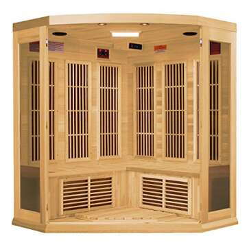 DYNAMIC SAUNAS Maxxus 3 Per Low EMF FAR Infrared Carbon Corner Canadian Hemlock Sauna