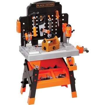 Black+Decker Kids Workbench - Power Tools Workshop - Build Your Own Toy Tool Box – 75 Realistic Toy Tools and Accessories [Amazon Exclusive]