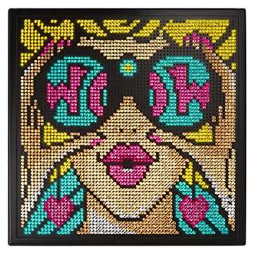 Lite Brite Wall Art POP Wow - 16" x 16" Screen, 6,000 Mini Pegs, 3 HD Designs, Great Gift for Ages 14+, DIY Activity Set for Teens and Adults, Dorm Room Wall Décor, Includes 1 Tablet