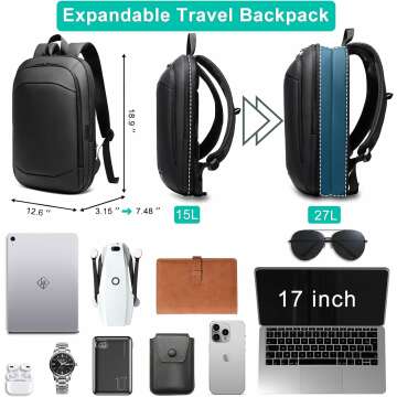 Slim Expandable Waterproof Laptop Backpack 17 Inch