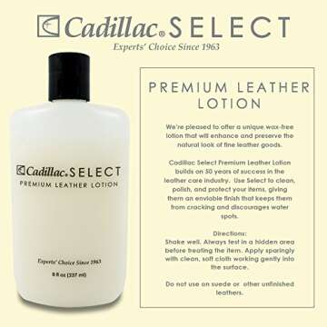 Cadillac Select Leather Lotion Cleaner and Conditioner- For Handbags, Sofas, Jackets, Furniture, Purses, and More