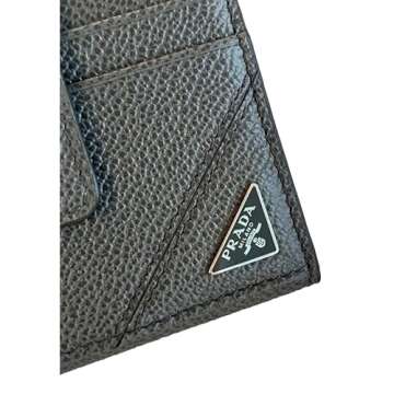 Prada Grey Bifold Wallet with Triangle Logo for Men