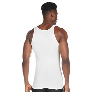 Hanes Men's Pack, Moisture-Wicking Ribbed, Lightweight Cotton Tank Undershirts, White , Large, 6 Count ( Pack of 1)