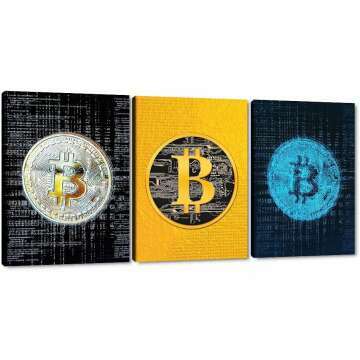 Inspirational Bitcoin Canvas Wall Art - 3 Piece Set