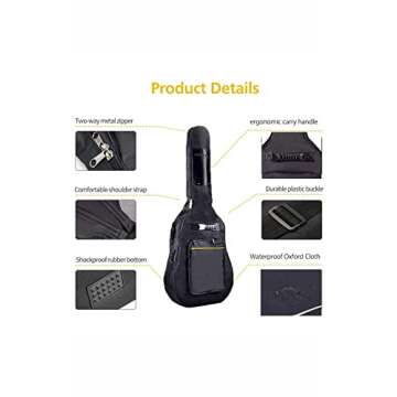 Acoustic guitar case, classical guitar case,Guitar cases for acoustic guitars soft padded, guitars,Waterproof Adjustable shoulder strap,guitar gig bag