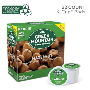 Green Mountain Coffee Roasters Hazelnut Keurig Single-Serve K-Cup Pods, Light Roast Coffee, 32 Count