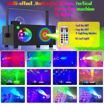 IMONE 2 in 1 Disco Ball Horizontal,Vertical Spray Fog Machine with 72 Lights in Circle,Halloween Smoke Machine Fog with Remote,Fog Machine Outdoor Indoor for Stage DJ Party