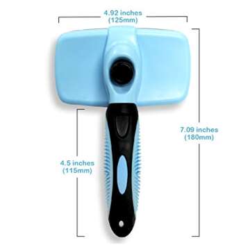 Pets First Self-Cleaning Slicker Brush for Dogs and Cats - Retractable Design for Quick Pet Fur Removal, Fine Bristles to Detangle and Massage