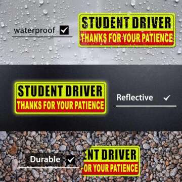 Student Driver Magnet - Reflective & Reusable Stickers